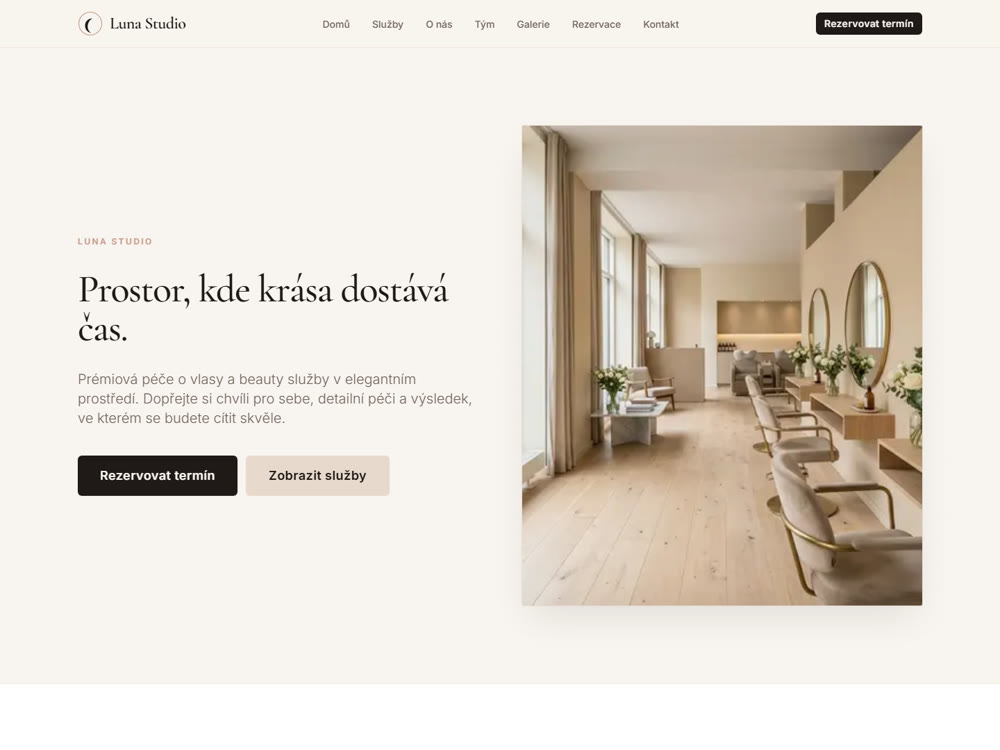 Luna Studio salon website and identity